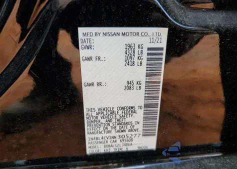 2022 Nissan Altima Sr from USA, damaged, VIN 1N4BL4CV1NN305277